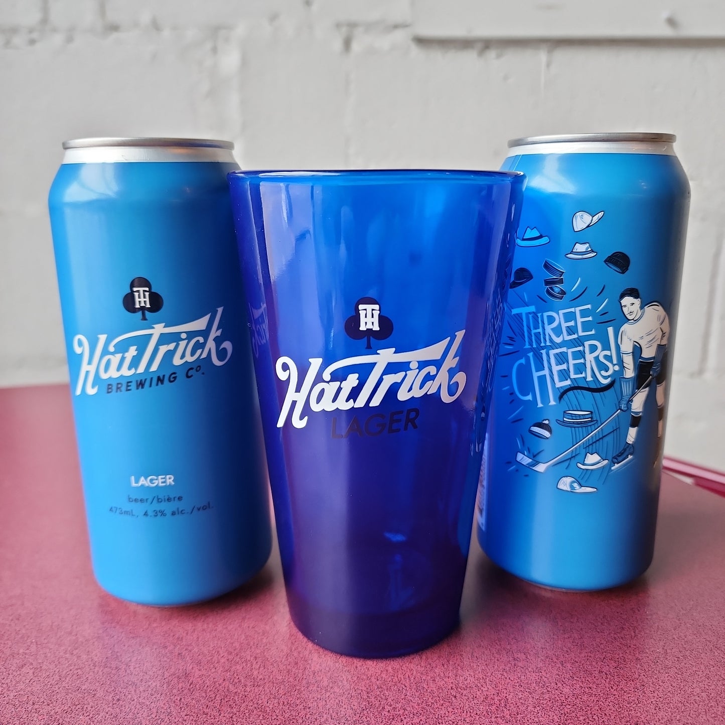 16 oz Blue Hat Trick Glasses