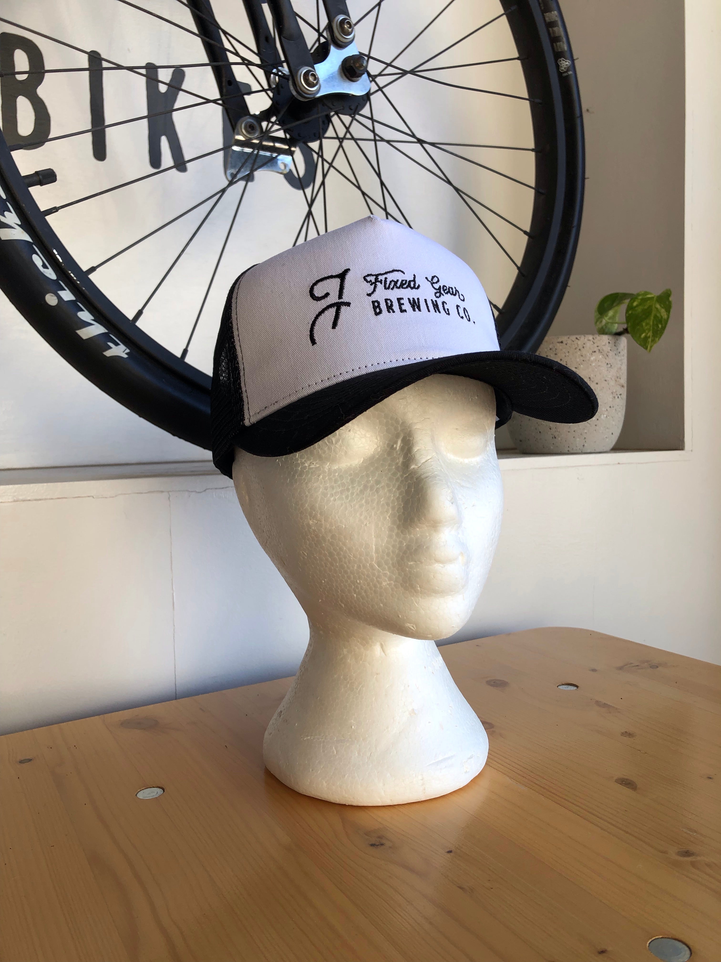 fixed gear cap Black and White Trucker Hat – Fixed Gear Brewing Company